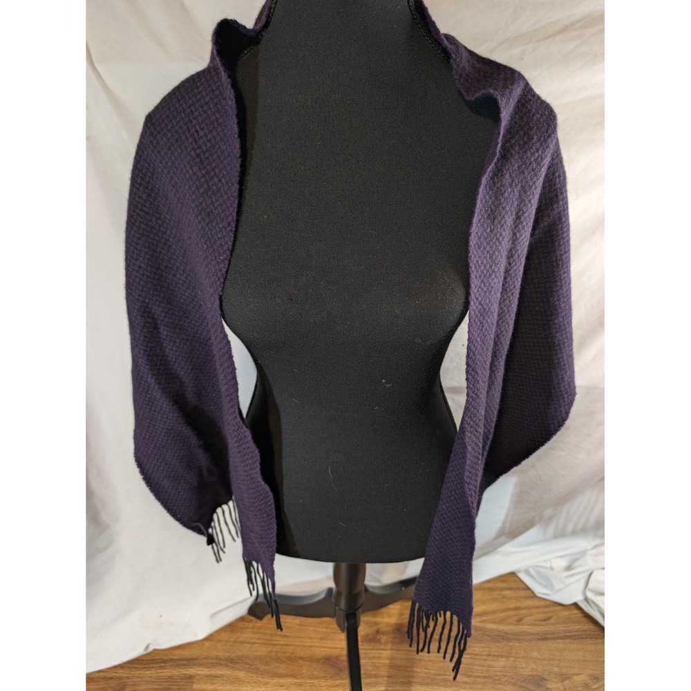 Enzo Mantovani Purple & Black Chevron 100% Cashmere Scarf